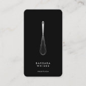 Carte De Visite Minimal Baker Pastry Caterer Black Silver Whisk  (Devant)