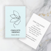 Carte De Visite Minimal, Beauté, Logo, Art Line, Bleu clair