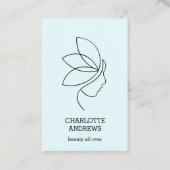 Carte De Visite Minimal, Beauté, Logo, Art Line, Bleu clair (Devant)