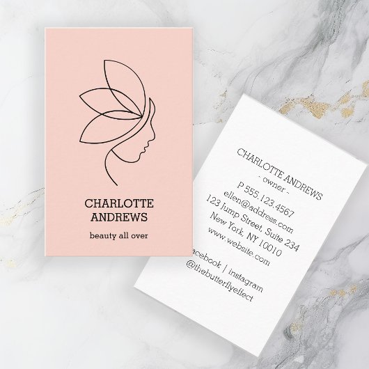 Carte De Visite Minimal, Beauté, Logo, Art Line, Blush