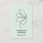 Carte De Visite Minimal, Beauté, Logo, Art Line, Vert clair (Devant)