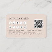 Carte De Visite Minimal Beige Botanical Salon QR-Code Loyalty (Dos)