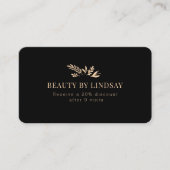 Carte De Visite Minimal Black Botanical Salon QR-Code Loyalty (Devant)