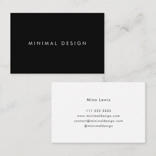 Carte de visite Minimal Black BusinessCard (Devant / Derrière)