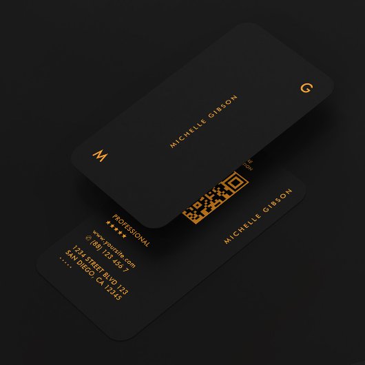 Carte De Visite Minimal Black Orange Contractor Construction