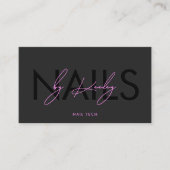 Carte De Visite Minimal Black Purple Nail Tech Ongles Studio (Devant)