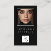 Carte De Visite Minimal Black White Script Lash Photo Logo QR (Devant)