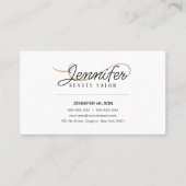 Carte De Visite Minimal Blanc Biège Beauté Salon Esthétique (Devant)