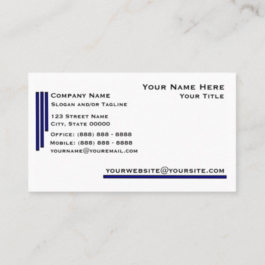 Carte de visite minimal bleu (Dos)