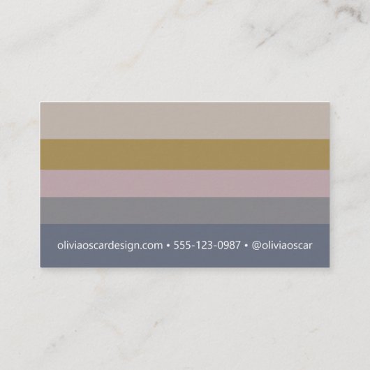 Carte De Visite Minimal bleu gris ocre Élégant rayures modernes (Dos)