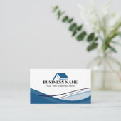 Carte De Visite Minimal Blue Real Estate Agent House Logo (Debout devant)