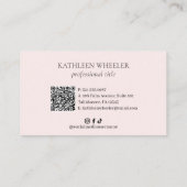 Carte De Visite Minimal Blush Rose QR Code Élégant Lashes Moderne (Dos)