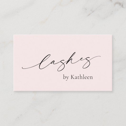 Carte De Visite Minimal Blush Rose QR Code Élégant Lashes Moderne (Devant)