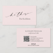 Carte De Visite Minimal Blush Rose Simple QR Code élégant moderne (Devant / Derrière)