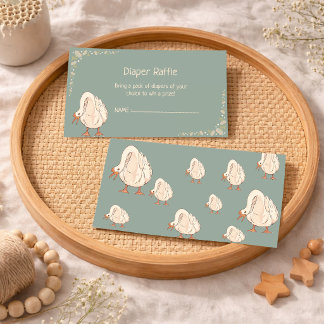 Carte De Visite Minimal Boho Cute Goose Diaper Raffle Baby Shower