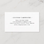 Carte De Visite Minimal Carpenter - Modern Carpentry & Contractor (Dos)