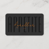Carte De Visite Minimal Chef Kitchen Black Orange Cooking (Devant)