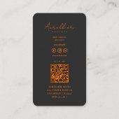 Carte De Visite Minimal Chef Kitchen Black Orange Cooking (Dos)