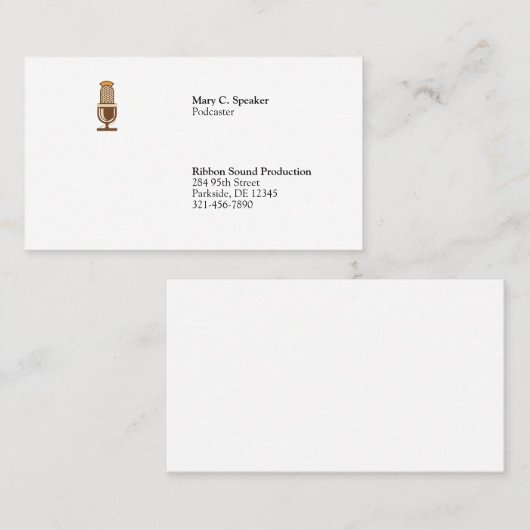Carte De Visite Minimal classique de Podcaster (Devant / Derrière)