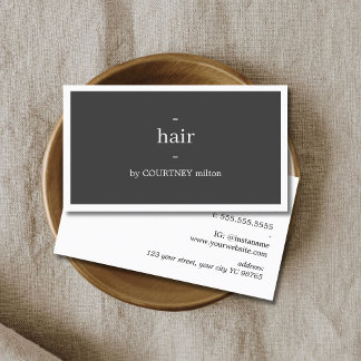 Carte De Visite Minimal Dark Grey White Hairstylist