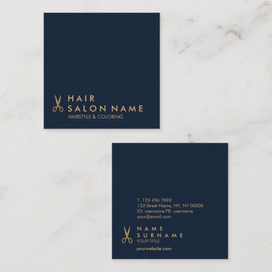 Carte de visite minimal de carré de coiffeur de (Devant / Derrière)