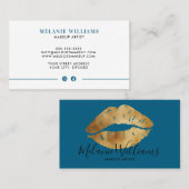 Carte de visite minimal de lèvres d'or pour les ma (Devant / Derrière)