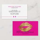 Carte de visite minimal de lèvres d'or pour les ma (Devant / Derrière)