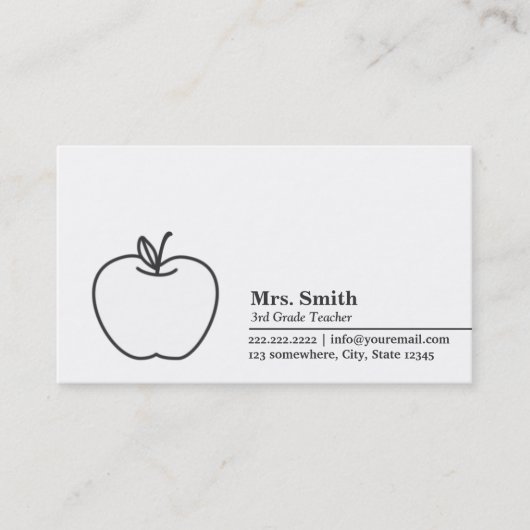 Carte de visite minimal de maître d'école d'Apple (Devant)