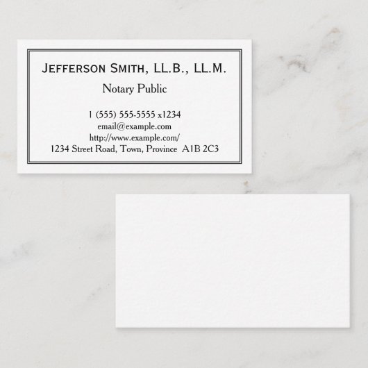 Carte de visite minimal de notaire (Devant / Derrière)