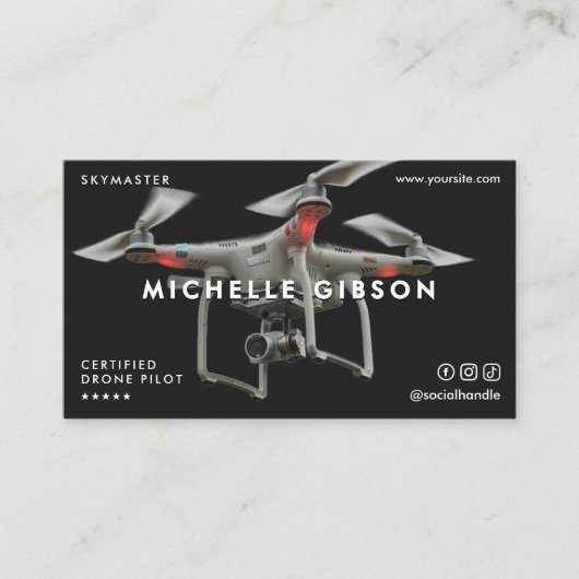 Carte De Visite Minimal Drone Operator UAV Professional Dark Grey (Devant)