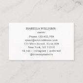 Carte De Visite Minimal Elegant Eyebrow Salon (Dos)