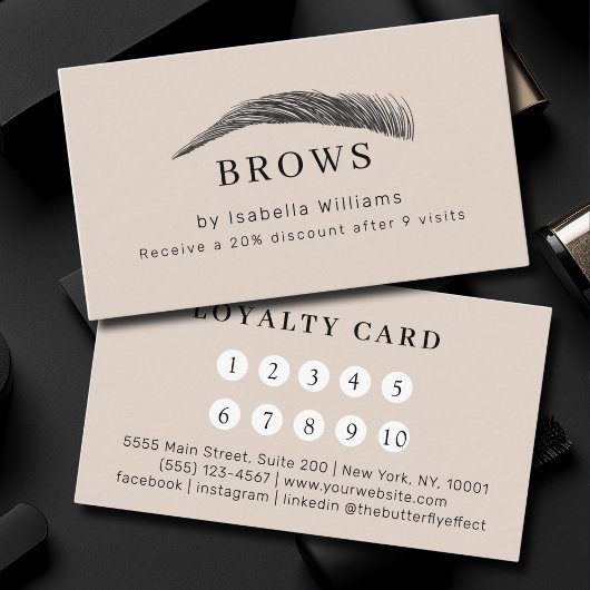 Carte De Visite Minimal Elegant Eyebrow Salon Loyalty