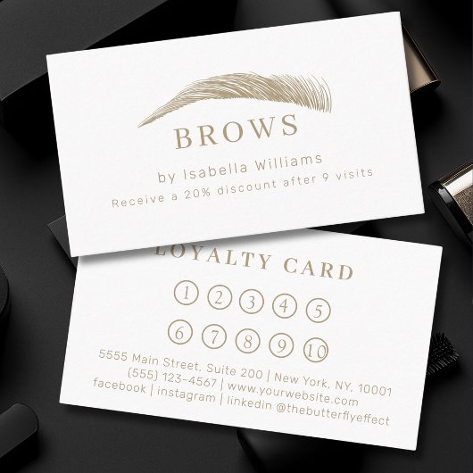 Carte De Visite Minimal Elegant Eyebrow Salon Loyalty