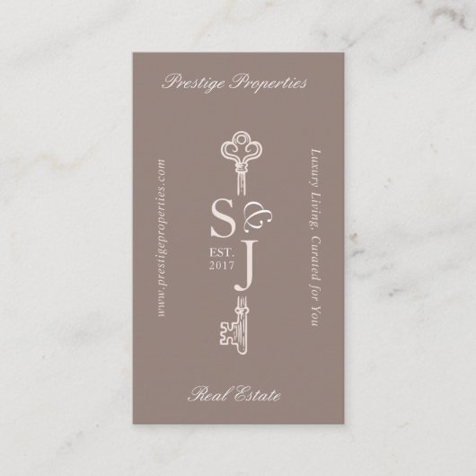 Carte De Visite Minimal Elegant Key Monogram Stylish Arch Photo (Devant)