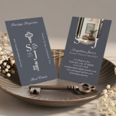 Carte De Visite Minimal Elegant Key Monogram Stylish Arch Photo 