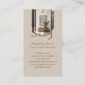 Carte De Visite Minimal Elegant Key Monogram Stylish Arch Photo  (Dos)