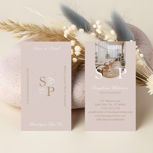 Carte De Visite Minimal Elegant Simple Monogram Stylish Arch Photo