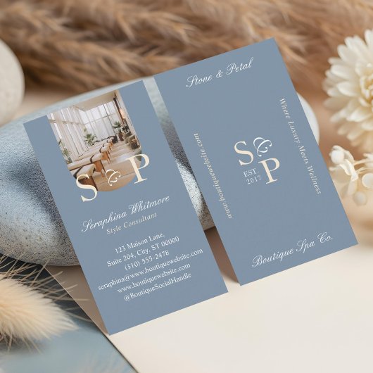 Carte De Visite Minimal Elegant Simple Monogram Stylish Arch Photo