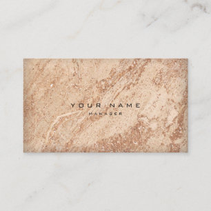 Carte De Visite Minimal en pierre de marbre beige crémeux d'or