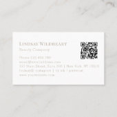 Carte De Visite Minimal Floral White Botanical Beauty QR Code (Dos)