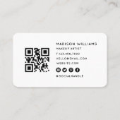 Carte De Visite Minimal Girly Hello Makeup Artist Beauty Qr Code (Dos)