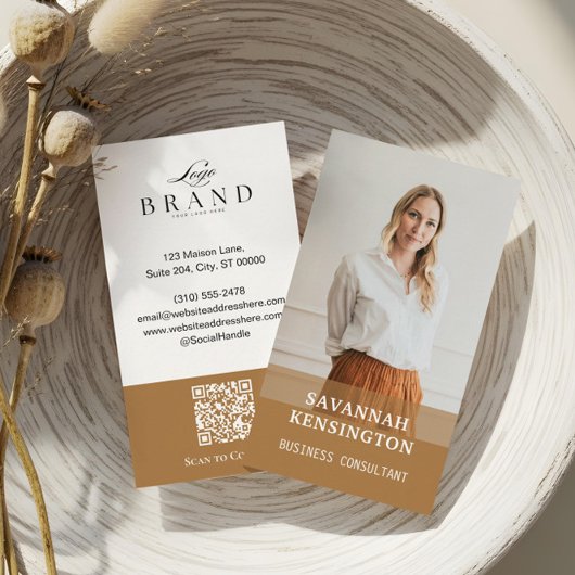 Carte De Visite Minimal Gold Modern Professional Consultant Photo