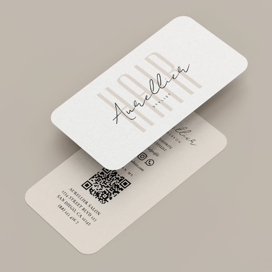 Carte De Visite Minimal Hair Stylist Beauty Salon Spa White Sand