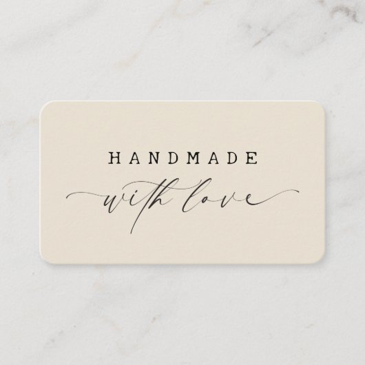 Carte De Visite Minimal Handmade with Love Script Custom Logo  (Devant)