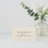 Carte De Visite Minimal Handmade with Love Script Custom Logo  (Debout devant)