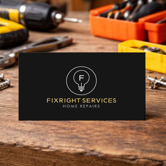 Carte De Visite Minimal Handyman Services Logo Black
