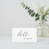 Carte De Visite Minimal Hello Typographie QR Code Moderne Élégant (Debout devant)