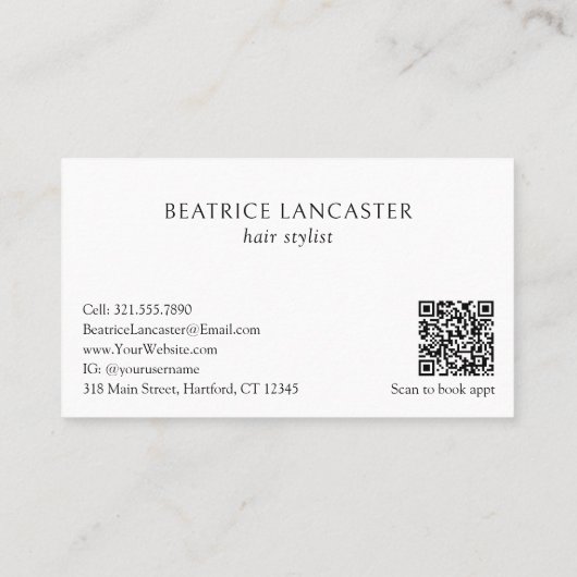 Carte De Visite Minimal Hello Typographie QR Code Moderne Élégant (Dos)