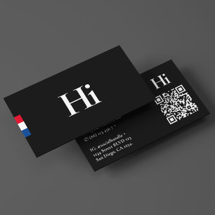 Carte De Visite Minimal Hi Noir Rouge Bleu Blanc Professionnel