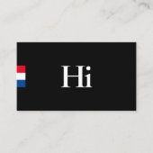 Carte De Visite Minimal Hi Noir Rouge Bleu Blanc Professionnel (Devant)